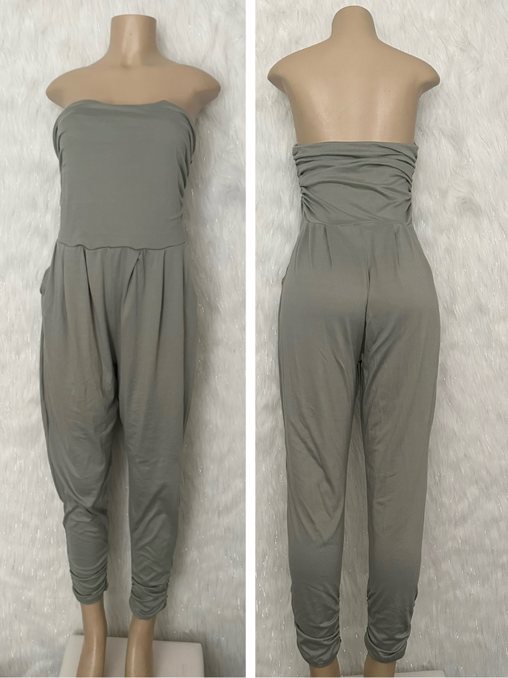 Ambiance Strapless Olive Jumpsuit